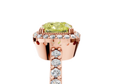 Rose gold Fancy Yellow Cushion  Cut Halo Diamond Ring with Pave Band and Four-Prong Setting_29