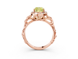 Rose gold Fancy Yellow Cushion  Cut Halo Diamond Ring with Scrollwork Band and Four-Prong Setting_85