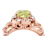 Rose gold Fancy Yellow Cushion  Cut Halo Diamond Ring with Scrollwork Band and Four-Prong Setting_86