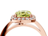 Rose gold Fancy Yellow Cushion Cut Halo Diamond Ring with Solitaire Band and Prong Setting_5