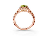 Rose gold Fancy Yellow Cushion Cut Halo Diamond Solitaire with Filigree Band and Four-Prong Setting_3