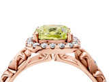 Rose gold Fancy Yellow Cushion Cut Halo Diamond Solitaire with Filigree Band and Four-Prong Setting_4