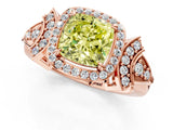 Rose gold Fancy Yellow Cushion Cut Halo Diamond Split Shank Engagement Ring with Four-Prong Setting_1