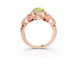 Rose gold Fancy Yellow Cushion Cut Halo Diamond Split Shank Engagement Ring with Four-Prong Setting_3