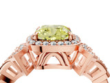 Rose gold Fancy Yellow Cushion Cut Halo Diamond Split Shank Engagement Ring with Four-Prong Setting_4