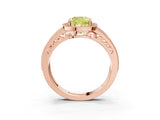 Rose gold Fancy Yellow Cushion Cut Halo Diamond Split Shank Ring with Prong Setting_3