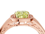 Rose gold Fancy Yellow Cushion Cut Halo Diamond Split Shank Ring with Prong Setting_4