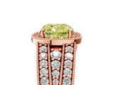 Rose gold Fancy Yellow Cushion Cut Halo Diamond Split Shank Ring with Prong Setting_5