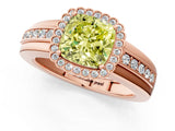 Rose gold Fancy Yellow Cushion  Cut Halo Pave Band Four-Prong Ring_50
