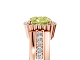Rose gold Fancy Yellow Cushion  Cut Halo Pave Band Four-Prong Ring_54