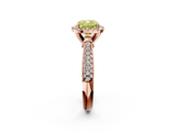Rose gold Fancy Yellow Cushion  Cut Halo Pave Band Four-Prong Setting Ring_38