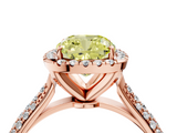 Rose gold Fancy Yellow Cushion  Cut Halo Pave Band Four-Prong Setting Ring_40
