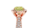 Rose gold Fancy Yellow Cushion  Cut Halo Pave Band Four-Prong Setting Ring_41