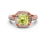 Rose gold Fancy Yellow Cushion  Cut Halo Pave Split Shank Prong Setting Ring_31