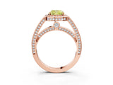Rose gold Fancy Yellow Cushion  Cut Halo Pave Split Shank Prong Setting Ring_34
