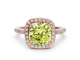 Rose gold Fancy Yellow Cushion Cut Halo Round Diamond Pavé Band with Four-Prong Setting_3