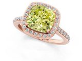 Rose gold Fancy Yellow Cushion Cut Halo Round Diamond Pavé Band with Four-Prong Setting_4