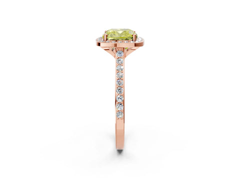 Rose gold Fancy Yellow Cushion Cut Halo Round Diamond Pavé Band with Four-Prong Setting_5
