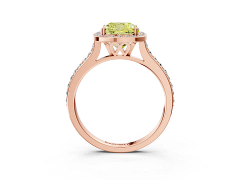 Rose gold Fancy Yellow Cushion Cut Halo Round Diamond Pavé Band with Four-Prong Setting_6
