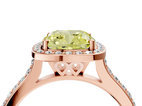 Rose gold Fancy Yellow Cushion Cut Halo Round Diamond Pavé Band with Four-Prong Setting_7