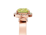 Rose gold Fancy Yellow Cushion Cut Halo Round Diamond Twist Band with Four-Prong Setting_5