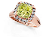 Rose gold Fancy Yellow Cushion  Cut Halo Solitaire Engagement Ring with Square Band and Four-Prong Setting_126