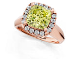 Rose gold Fancy Yellow Cushion  Cut Halo Solitaire Engagement Ring with Square Band and Four-Prong Setting_138