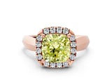 Rose gold Fancy Yellow Cushion  Cut Halo Solitaire Engagement Ring with Square Band and Four-Prong Setting_78
