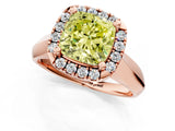 Rose gold Fancy Yellow Cushion  Cut Halo Solitaire Engagement Ring with Square Band and Four-Prong Setting_79