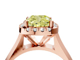 Rose gold Fancy Yellow Cushion  Cut Halo Solitaire Engagement Ring with Square Band and Four-Prong Setting_82