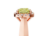 Rose gold Fancy Yellow Cushion  Cut Halo Solitaire Engagement Ring with Square Band and Four-Prong Setting_83