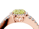 Rose gold Fancy Yellow Cushion  Cut Halo Split Shank Diamond Ring with Four-Prong Setting_49