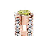 Rose gold Fancy Yellow Cushion  Cut Halo Split Shank Diamond Ring with Four-Prong Setting_50