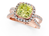 Rose gold Fancy Yellow Cushion  Cut Halo Split Shank Pave Set Ring_63