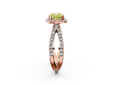 Rose gold Fancy Yellow Cushion  Cut Halo Split Shank Pave Set Ring_64