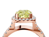 Rose gold Fancy Yellow Cushion  Cut Halo Split Shank Pave Set Ring_66