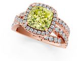 Rose gold Fancy Yellow Cushion  Cut Halo Split Shank Prong Setting Ring_62