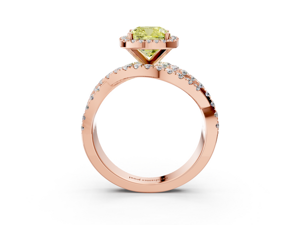Rose gold Fancy Yellow Cushion  Cut Halo Split Shank Prong Setting Ring