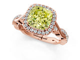 Rose gold Fancy Yellow Cushion Cut Halo Twist Band with Four-Prong Setting_1