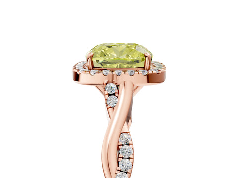 Rose gold Fancy Yellow Cushion Cut Halo Twist Band with Four-Prong Setting_5