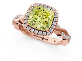 Rose gold Fancy Yellow Cushion  Cut Halo Twisted Band Four-Prong Ring_20