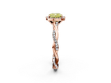 Rose gold Fancy Yellow Cushion  Cut Halo Twisted Band Four-Prong Ring_21