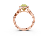 Rose gold Fancy Yellow Cushion  Cut Halo Twisted Band Four-Prong Ring_22