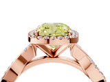 Rose gold Fancy Yellow Cushion  Cut Halo Twisted Band Four-Prong Ring_23