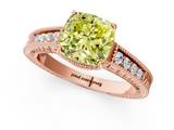 Rose gold Fancy Yellow Cushion  Cut Milgrain Channel Set Engagement Ring with Solitaire Prong Setting_76