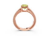 Rose gold Fancy Yellow Cushion  Cut Milgrain Channel Set Engagement Ring with Solitaire Prong Setting_78