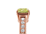 Rose gold Fancy Yellow Cushion  Cut Milgrain Channel Set Engagement Ring with Solitaire Prong Setting_80