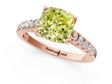 Rose gold Fancy Yellow Cushion  Cut Pavé Band Solitaire Ring with Four-Prong Setting_22
