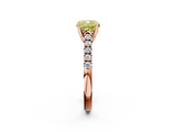 Rose gold Fancy Yellow Cushion  Cut Pavé Band Solitaire Ring with Four-Prong Setting_23