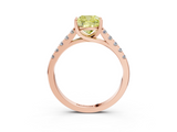 Rose gold Fancy Yellow Cushion  Cut Pavé Band Solitaire Ring with Four-Prong Setting_24